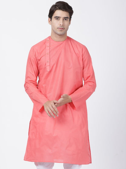 Men's Pink Cotton Blend Kurta