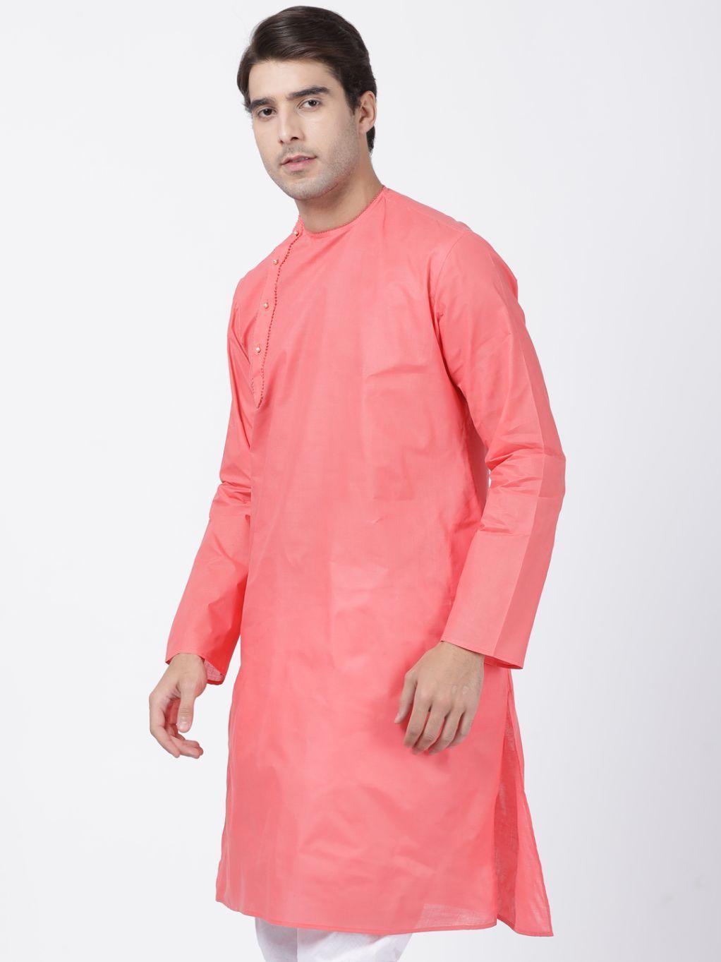 Men's Pink Cotton Blend Kurta