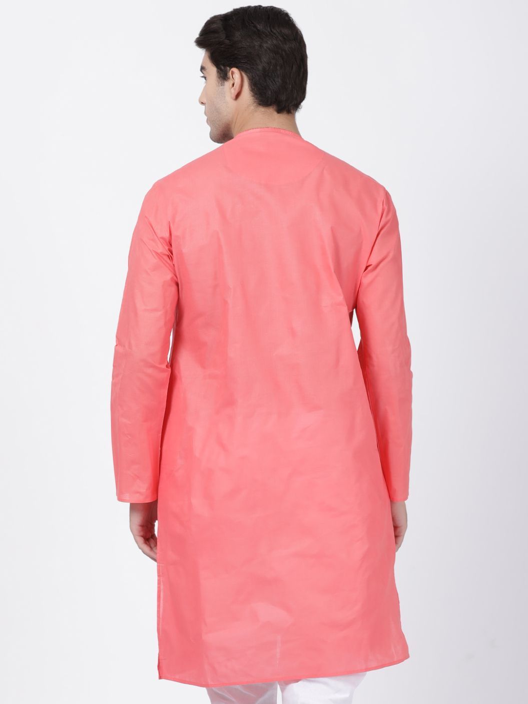 Men's Pink Cotton Blend Kurta
