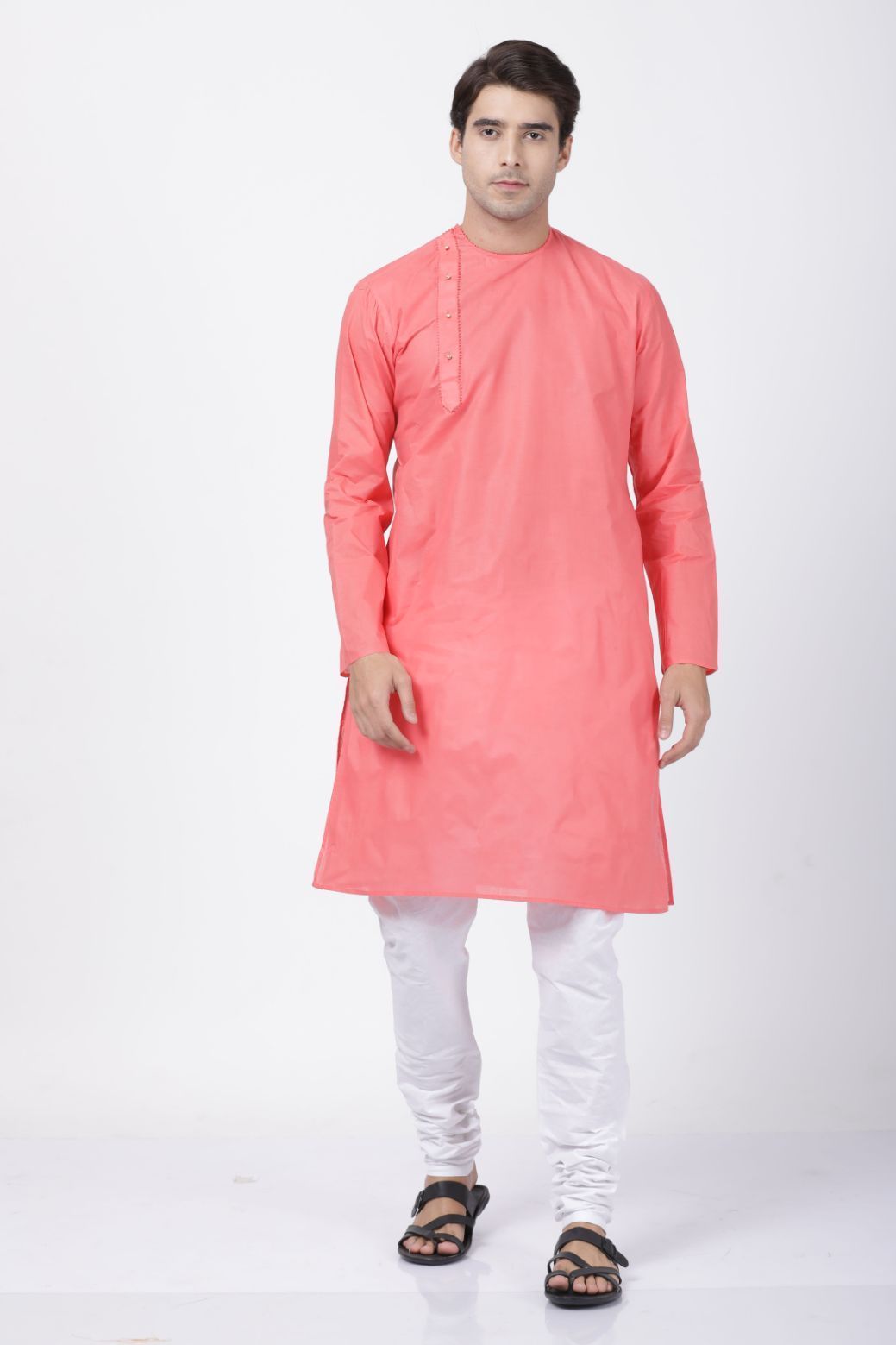 Men's Pink Cotton Blend Kurta