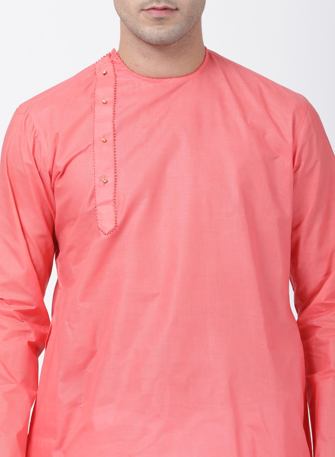 Men's Pink Cotton Blend Kurta and Pyjama Set