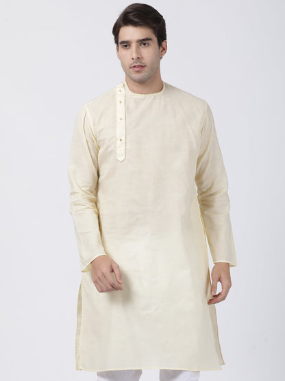 Men's White Cotton Blend Kurta