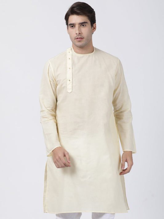 Men's White Cotton Blend Kurta