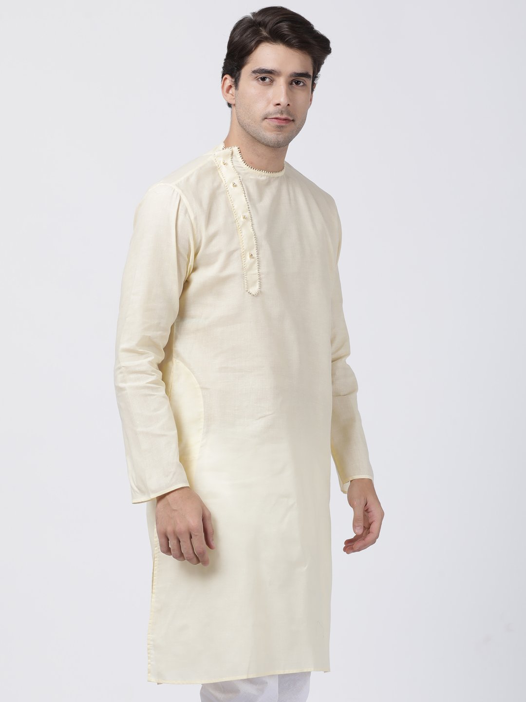 Men's White Cotton Blend Kurta