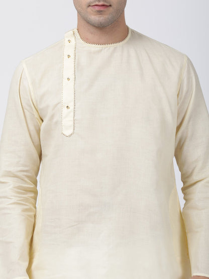 Men's White Cotton Blend Kurta