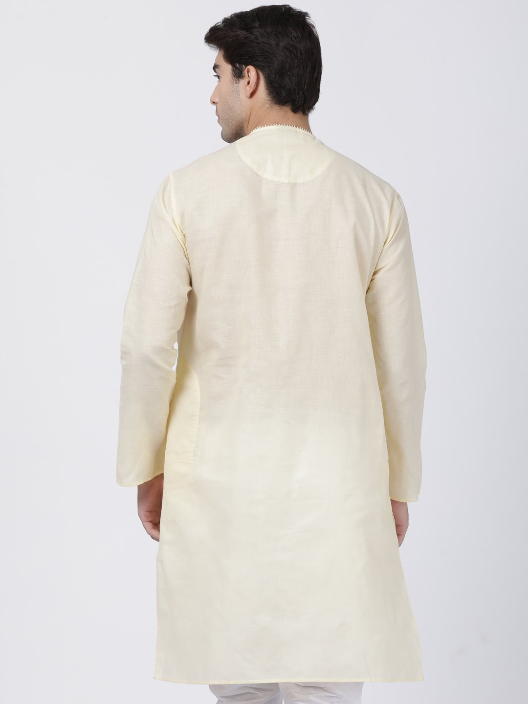Men's White Cotton Blend Kurta