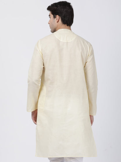 Men's White Cotton Blend Kurta