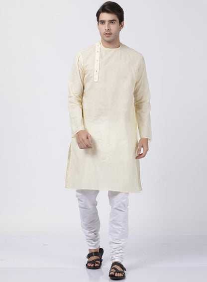 Men's White Cotton Blend Kurta