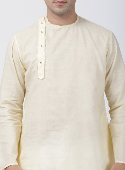 Men's White Cotton Blend Kurta and Pyjama Set