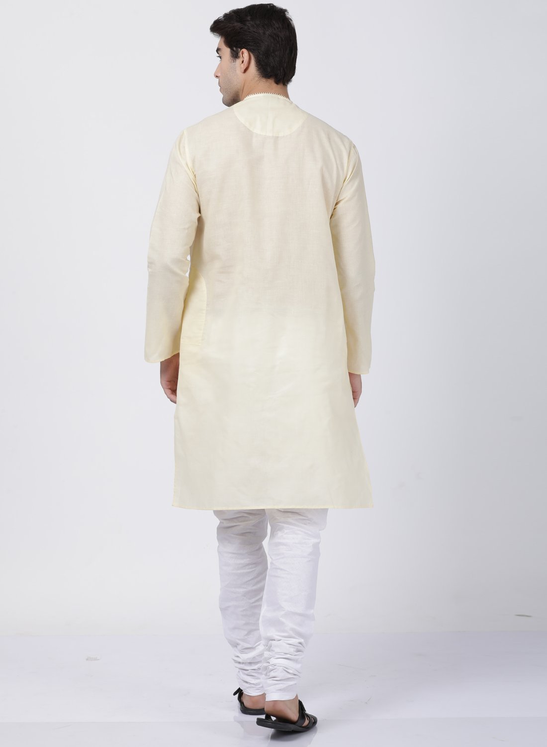 Men's White Cotton Blend Kurta and Pyjama Set