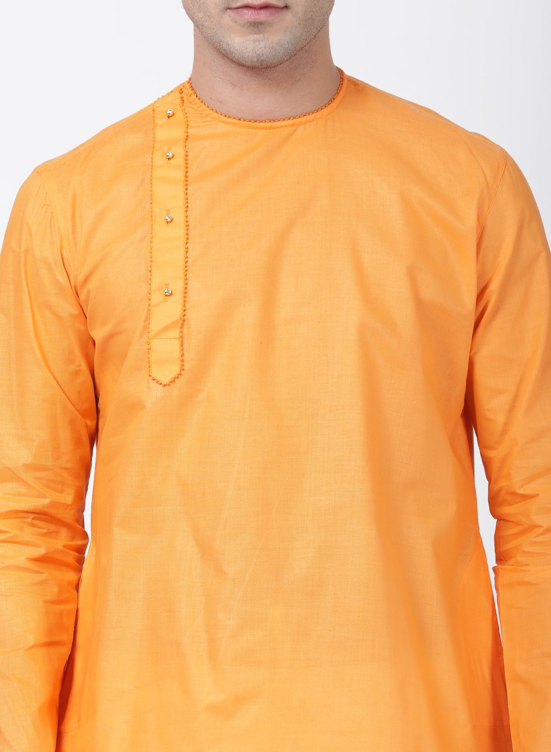 Men's Orange Cotton Blend Kurta