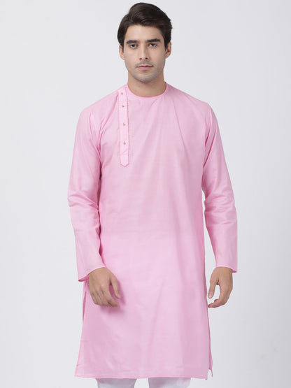 Men's Pink Cotton Blend Kurta
