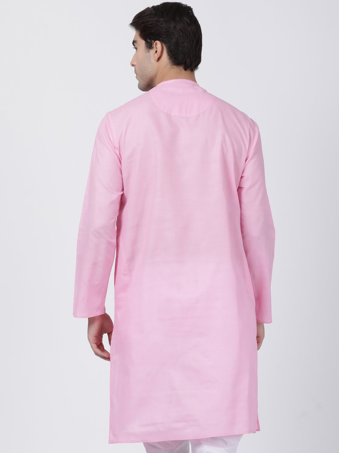 Men's Pink Cotton Blend Kurta