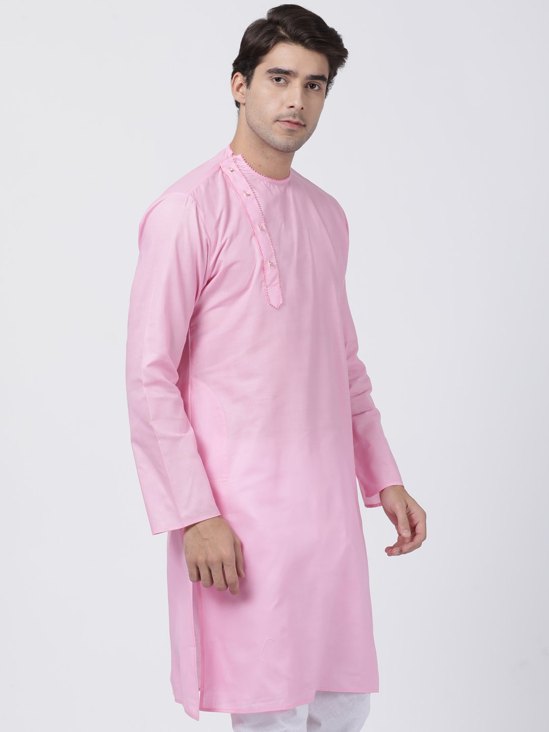 Men's Pink Cotton Blend Kurta