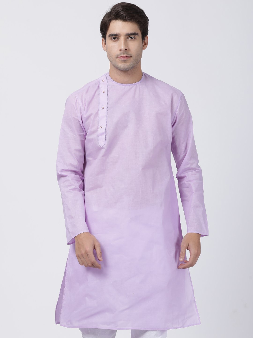 Men's Purple Cotton Blend Kurta