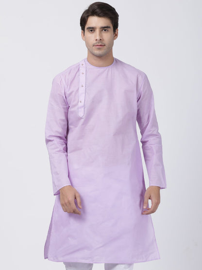 Men's Purple Cotton Blend Kurta