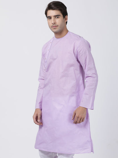 Men's Purple Cotton Blend Kurta