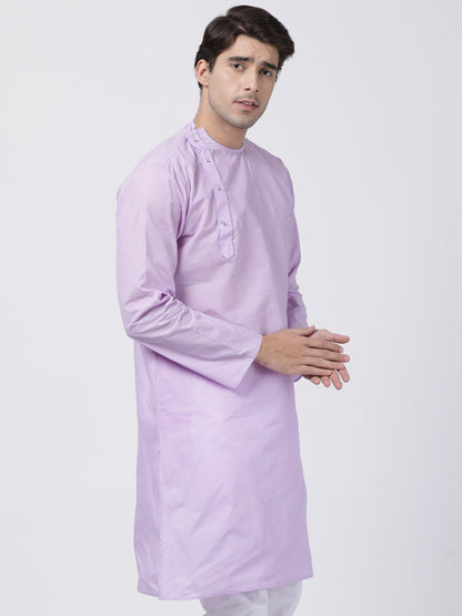 Men's Purple Cotton Blend Kurta