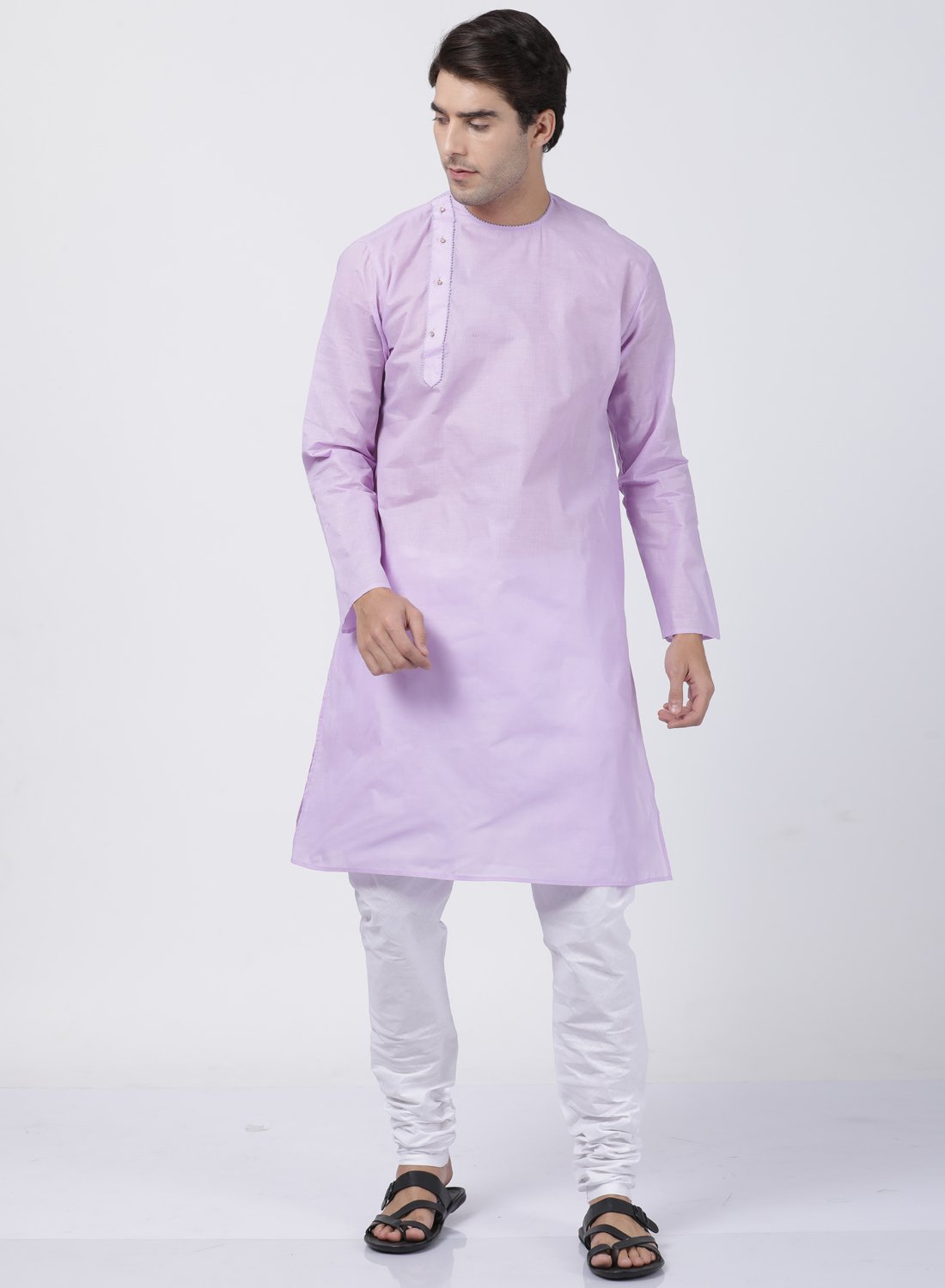Men's Purple Cotton Blend Kurta
