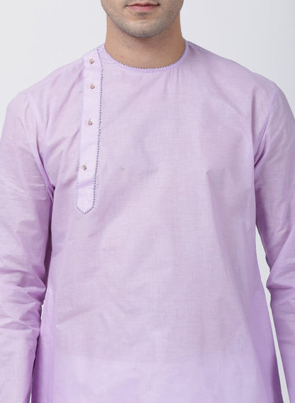 Men's Purple Cotton Blend Kurta and Pyjama Set