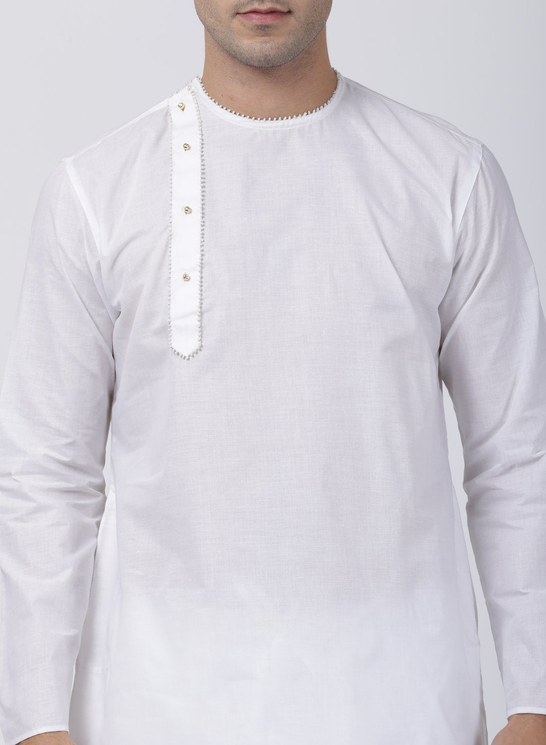 Men's White Cotton Blend Kurta and Pyjama Set