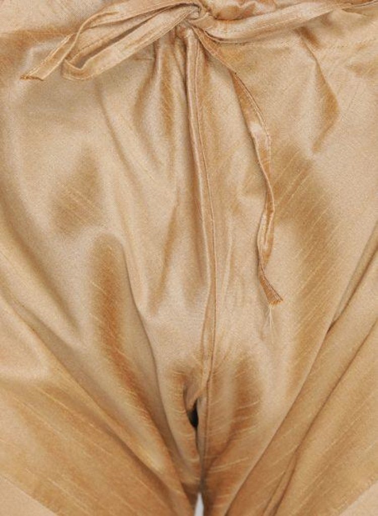 Men's Beige Cotton Silk Blend Kurta and Pyjama Set