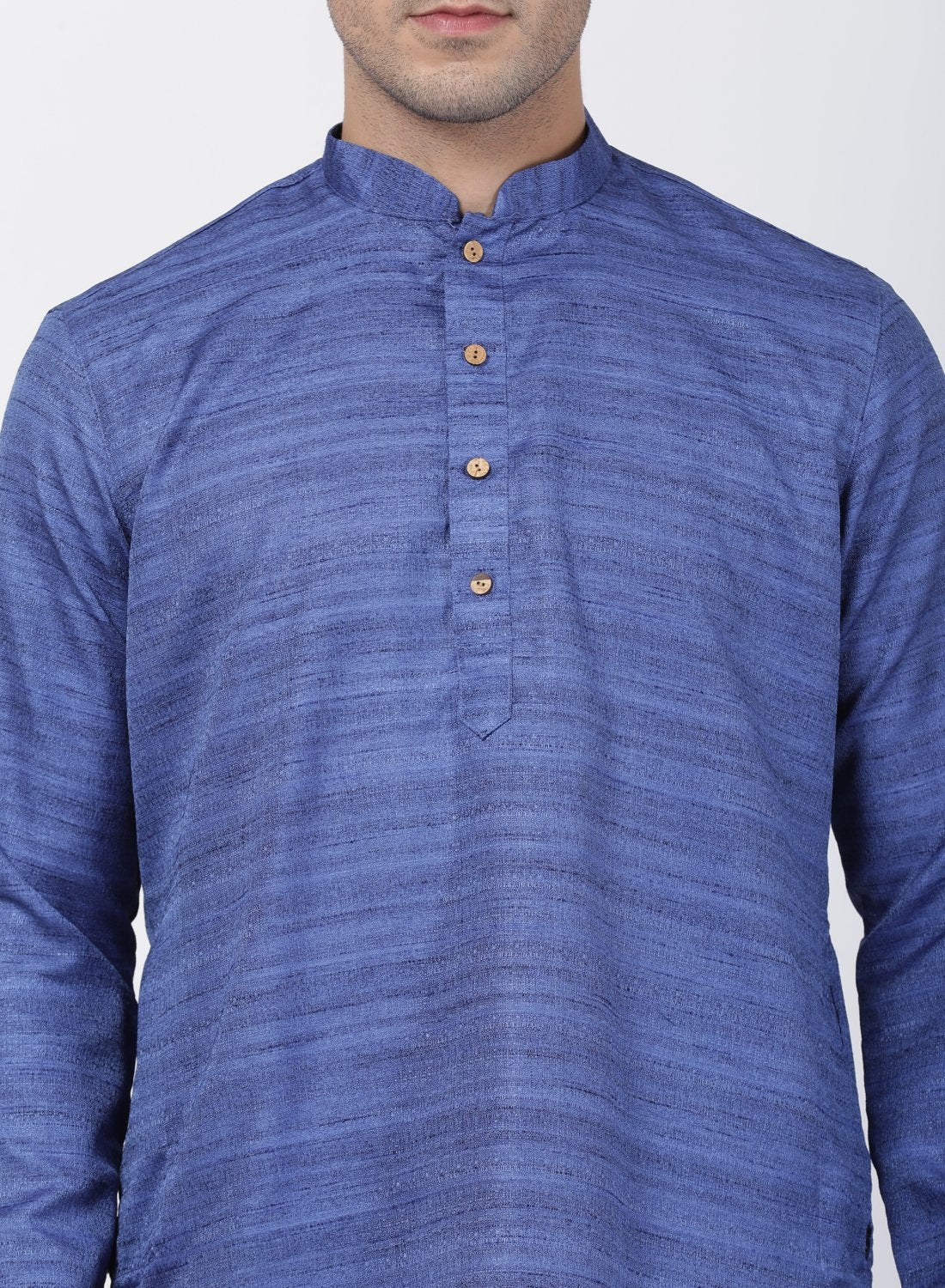 Men's Blue Cotton Silk Blend Kurta and Pyjama Set