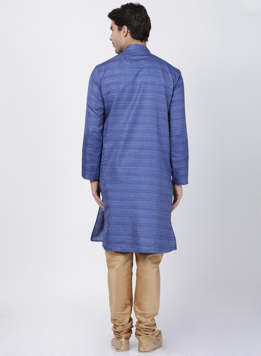 Men's Blue Cotton Silk Blend Kurta and Pyjama Set