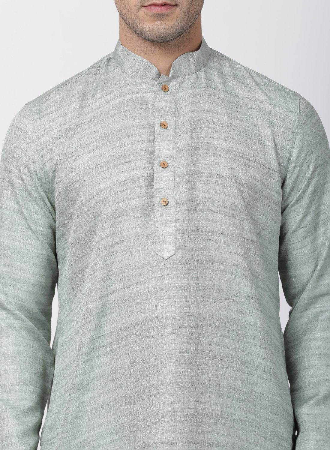 Men's Light Green Cotton Silk Blend Kurta and Pyjama Set