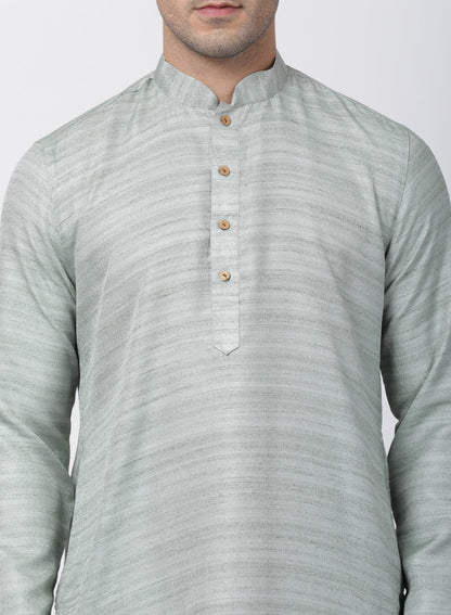 Men's Light Green Cotton Silk Blend Kurta and Pyjama Set