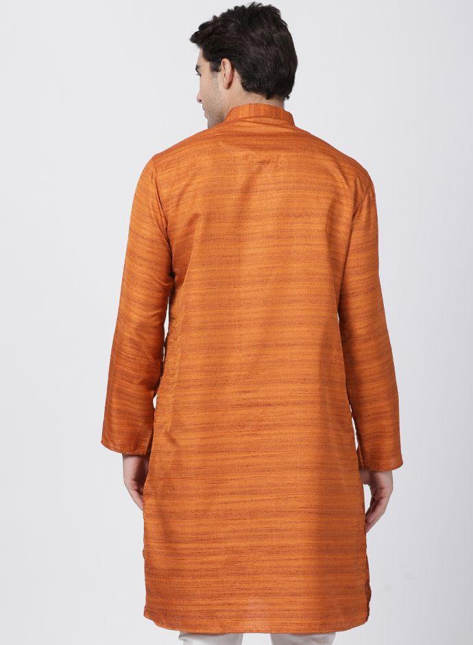 Men's Brown Cotton Silk Blend Kurta