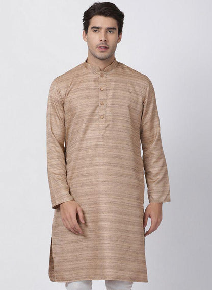 Men's Gold Cotton Silk Blend Kurta