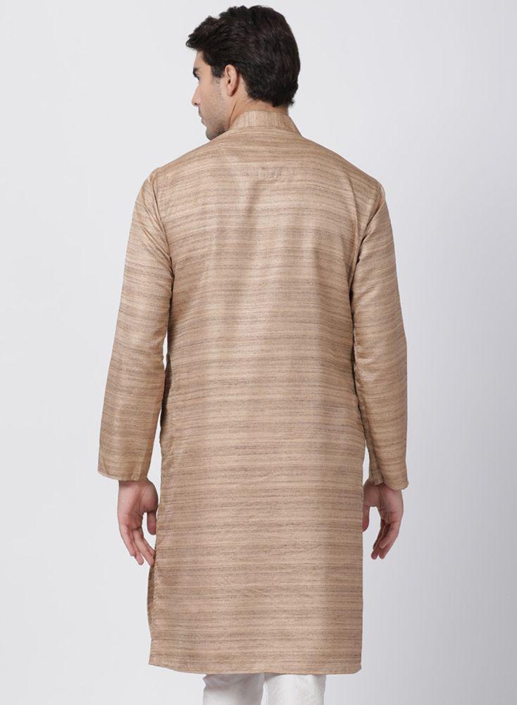 Men's Gold Cotton Silk Blend Kurta