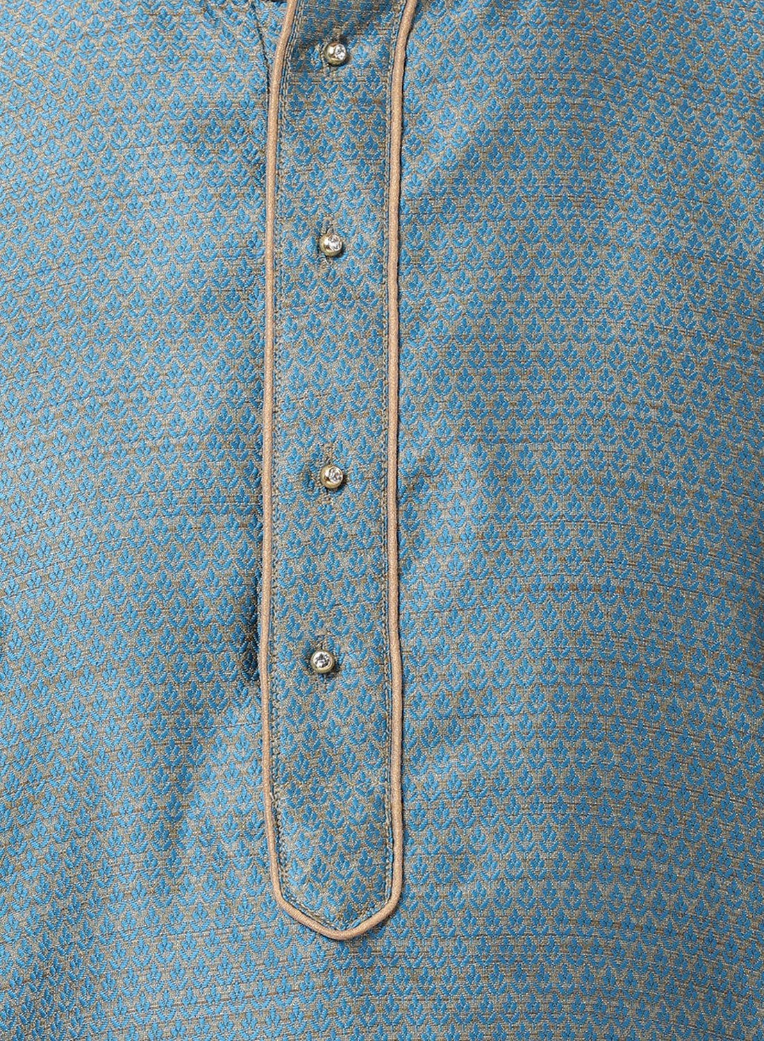 Men's Light Blue Cotton Silk Blend Kurta and Pyjama Set
