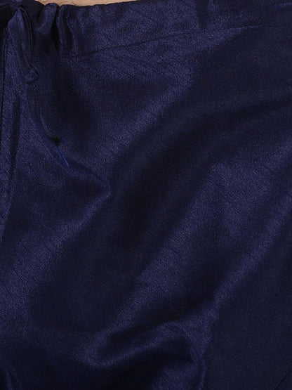 Men's Light Blue Cotton Silk Blend Kurta and Pyjama Set