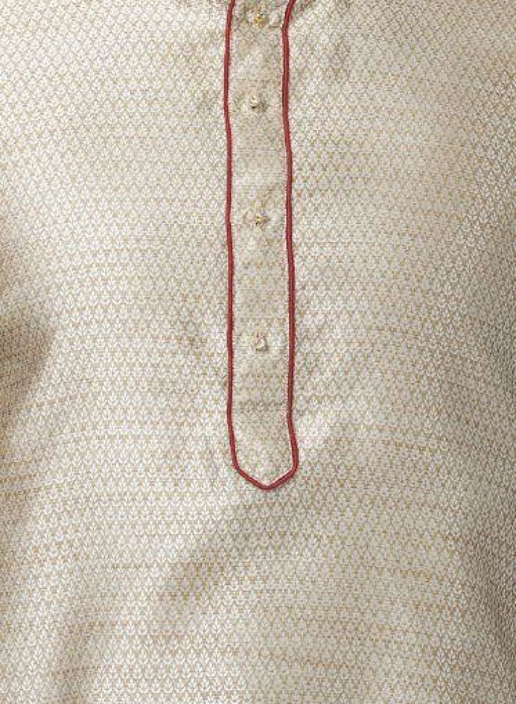Men's Beige Cotton Silk Blend Kurta