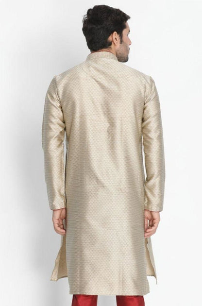 Men's Beige Cotton Silk Blend Kurta