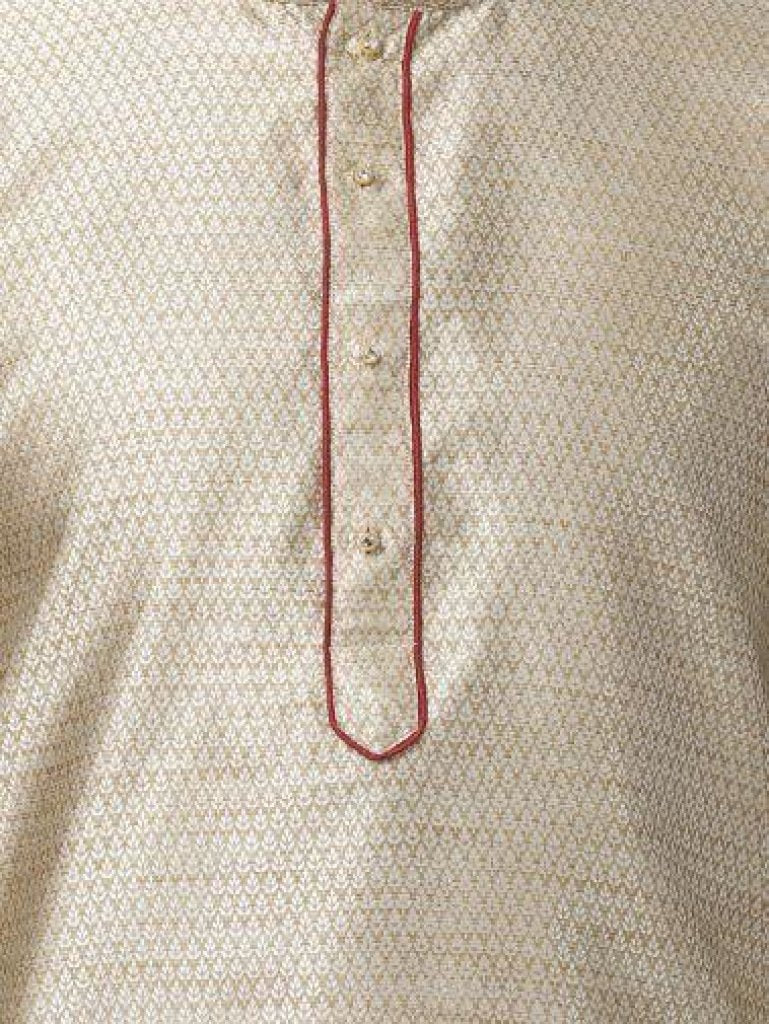 Men's Beige Cotton Silk Blend Kurta and Pyjama Set