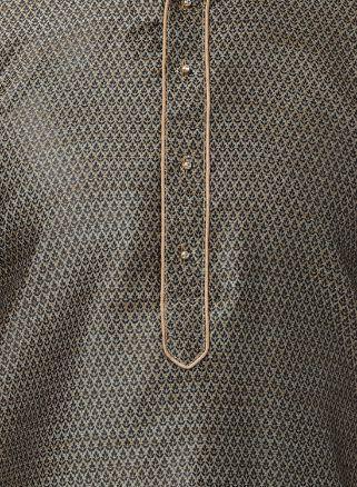 Men's Black Cotton Silk Blend Kurta