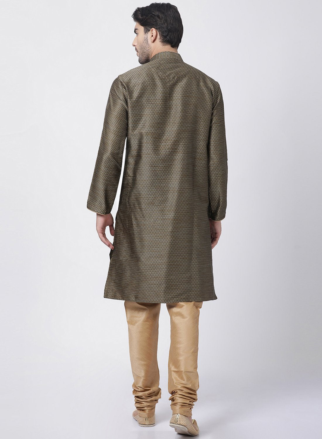 Men's Black Cotton Silk Blend Kurta and Pyjama Set