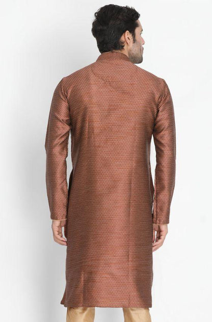 Men's Maroon Cotton Silk Blend Kurta