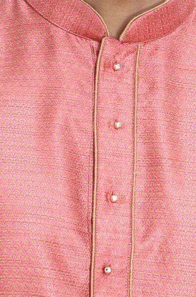 Men's Pink Cotton Silk Blend Kurta