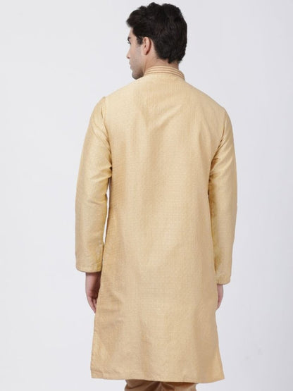 Men's Beige Cotton Silk Blend Kurta