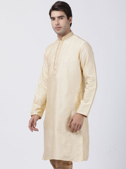 Men's White Cotton Silk Blend Kurta