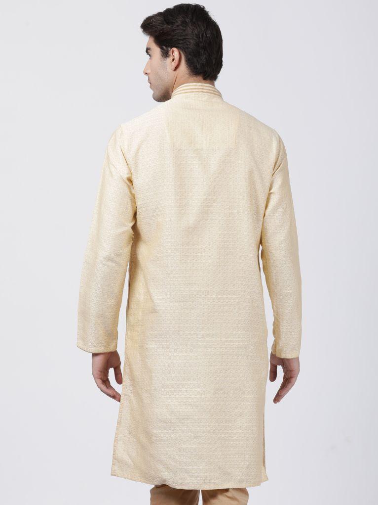 Men's White Cotton Silk Blend Kurta