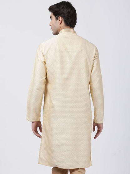 Men's White Cotton Silk Blend Kurta