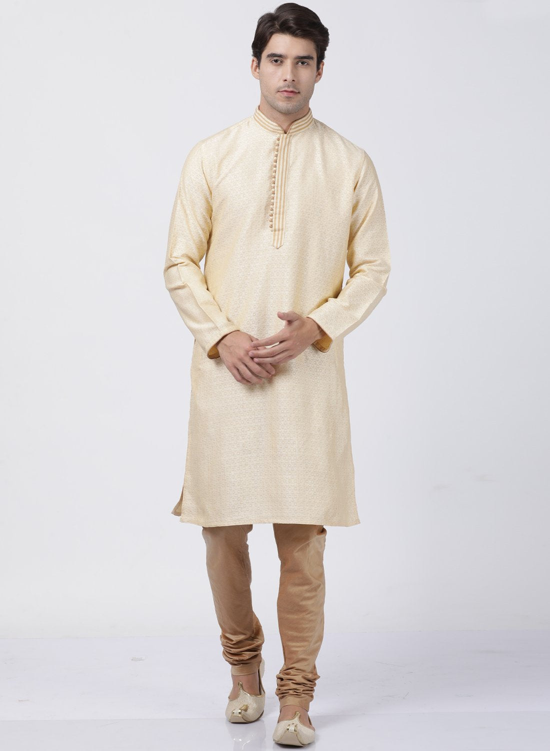 Men's White Cotton Silk Blend Kurta