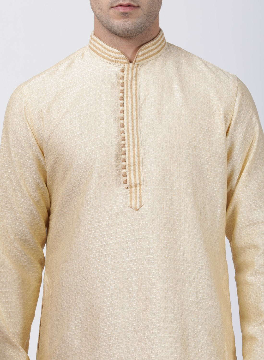 Men's White Cotton Silk Blend Kurta and Pyjama Set