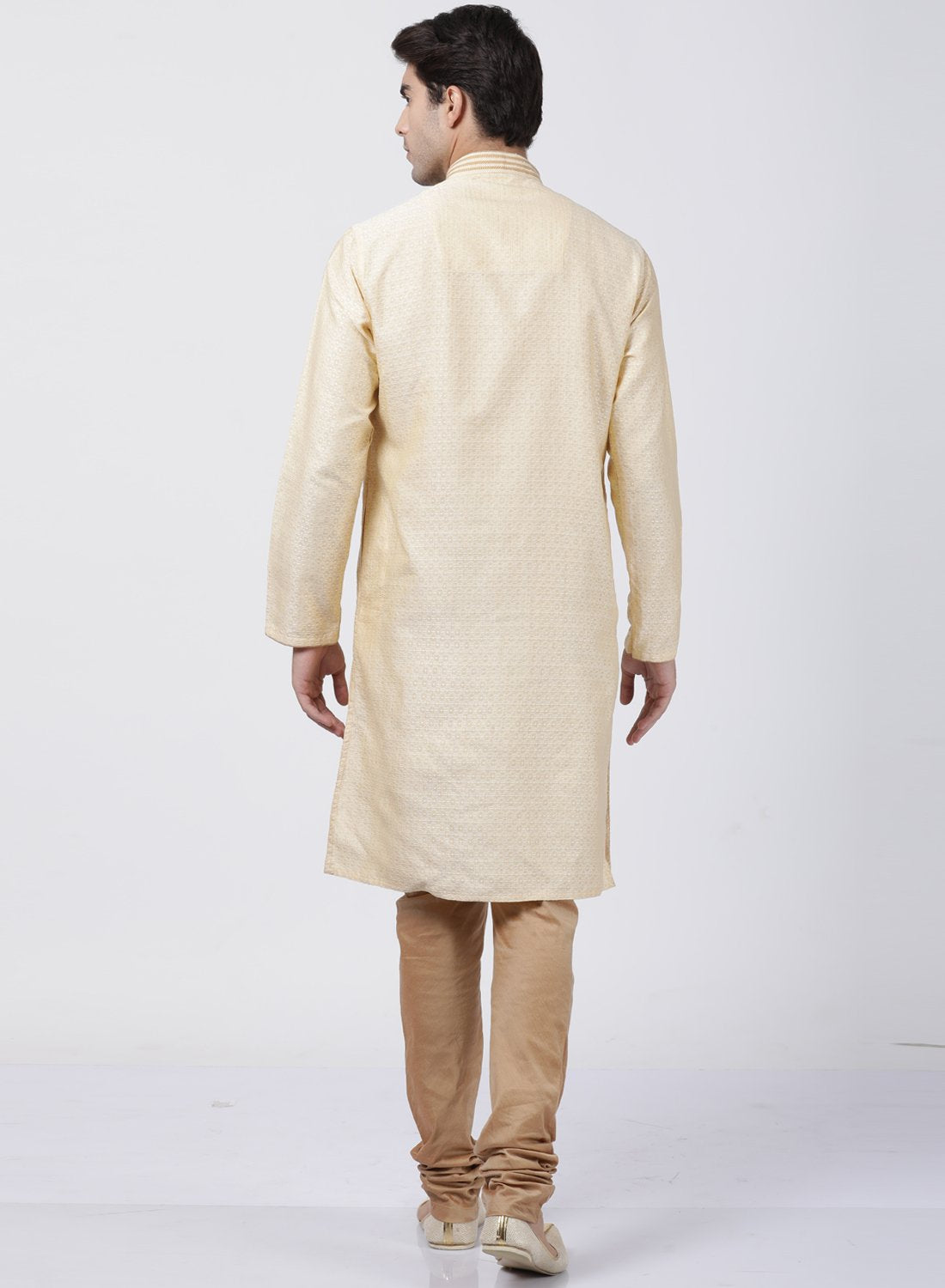 Men's White Cotton Silk Blend Kurta and Pyjama Set