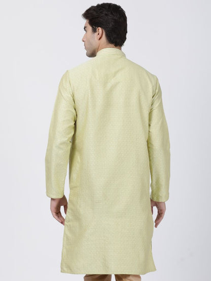 Men's Light Green Cotton Silk Blend Kurta
